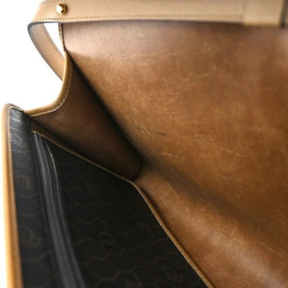 CHRISTIAN DIOR Honeycomb Chain Shoulder Bag PVC Leather Brown Gray GHW 39EG208 - Picture 12 of 14